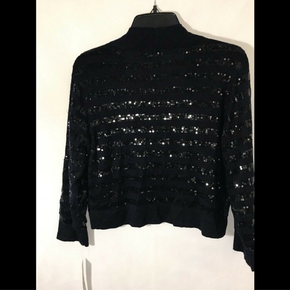 NWT Eliza J Open Sequin Stripe Cardigan Sweater Navy/Black [SZ‎ XL ] - Picture 6 of 8
